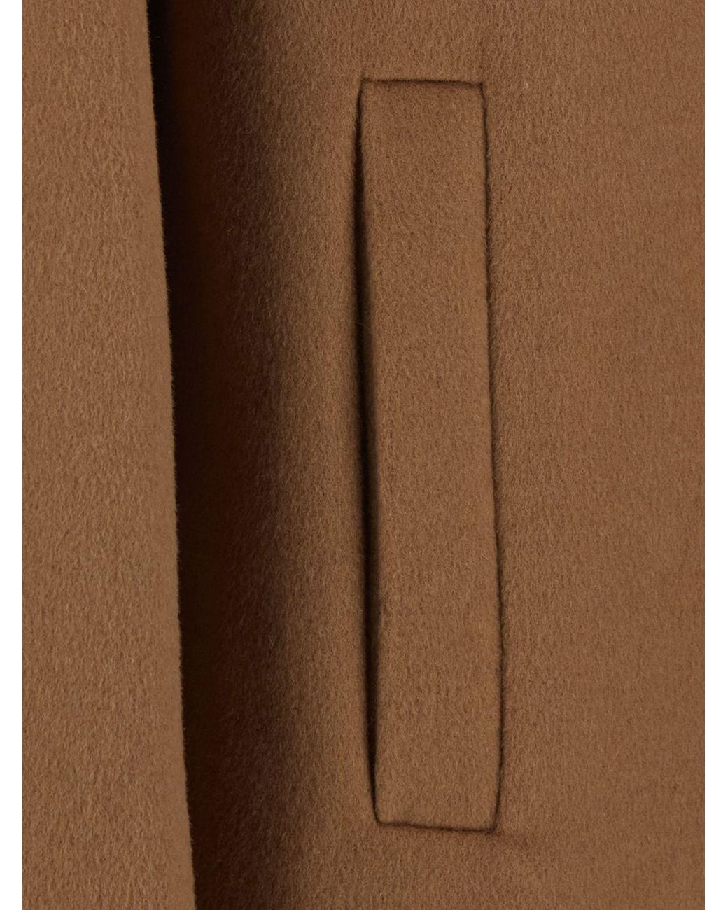 Twinset Natural Double-Breasted Knee-Length Wool Coat With Lapels And Welt Pockets