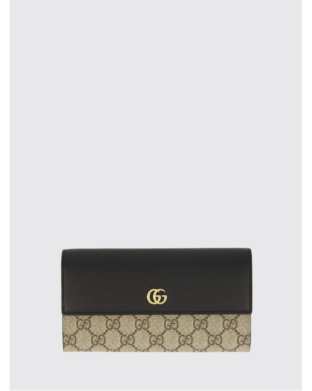 Gucci Gray Gg Marmont Geldbörse Aus Leder Und Gg Supreme Stoff