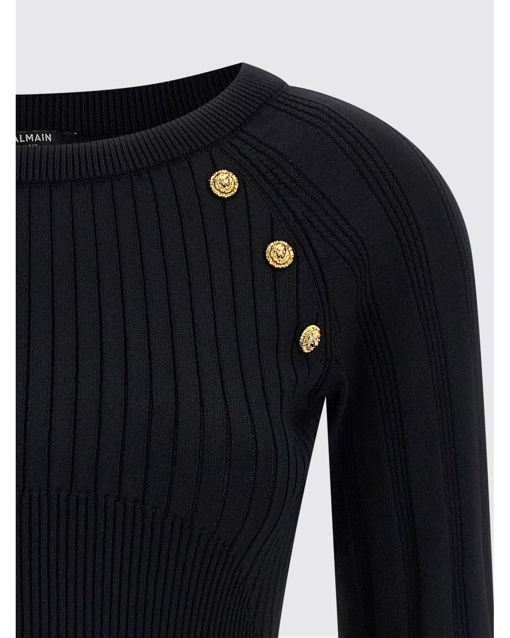Balmain Yellow Ribbed Viscose Knit Top