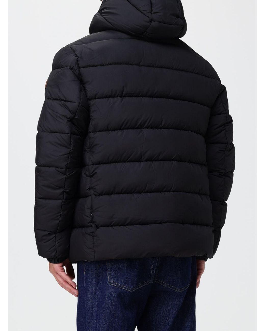 Save The Duck Blue Quilted Nylon Puffer Jacket With Hood And Slit Pockets for men