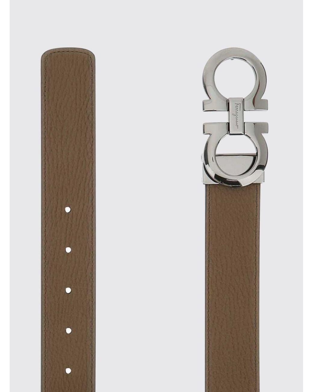 Ferragamo White Gancini Reversible Calfskin Belt for men