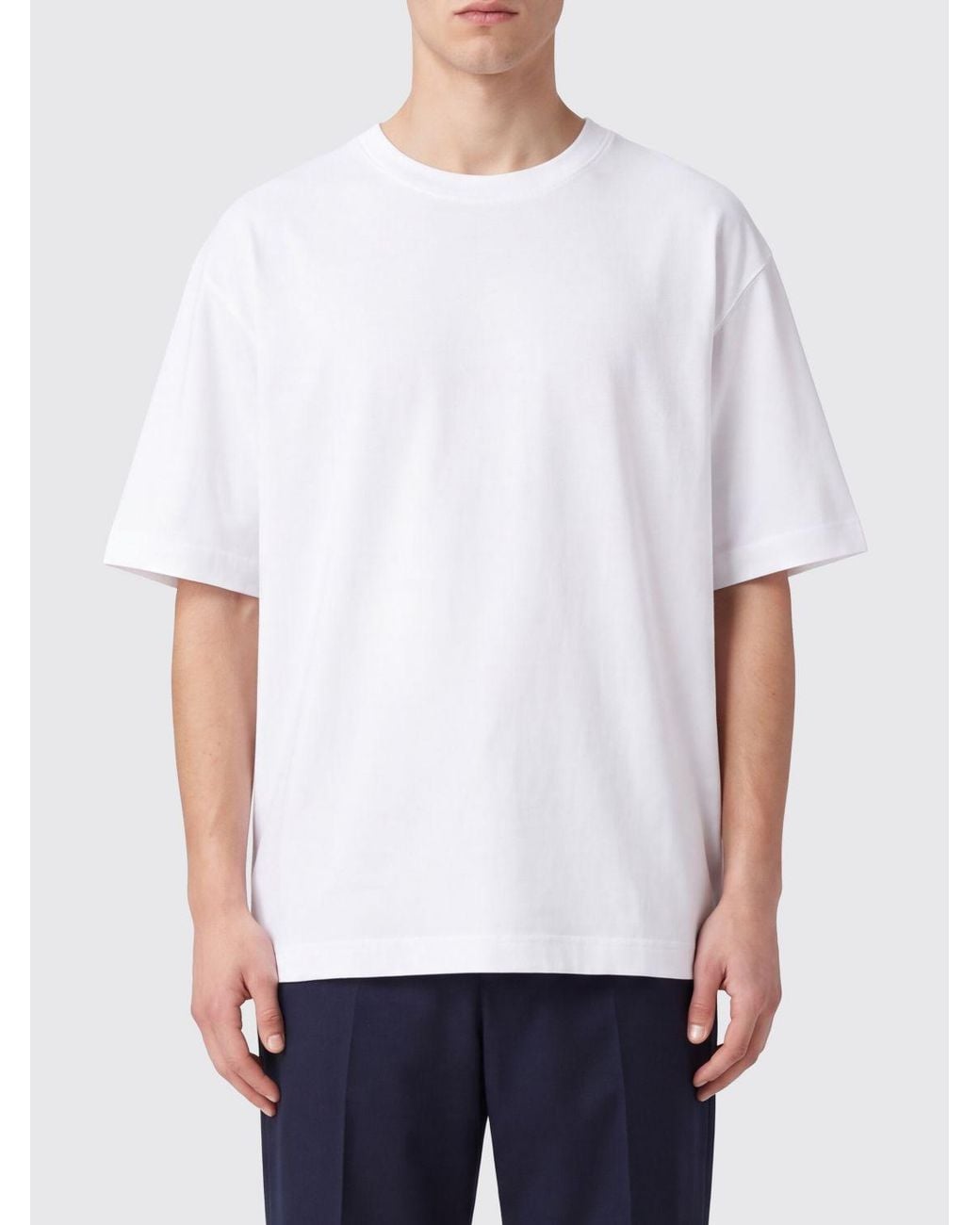 Dries Van Noten White Short-Sleeved Cotton T-Shirt With Dropped Shoulders for men