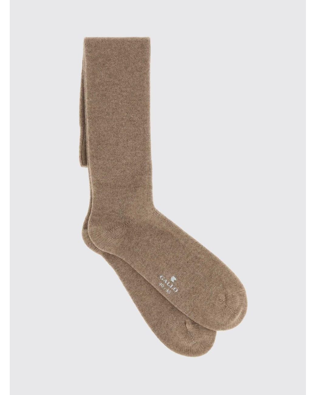 Gallo White Calf-High Stretch Cashmere-Blend Socks With Contrast Logo for men