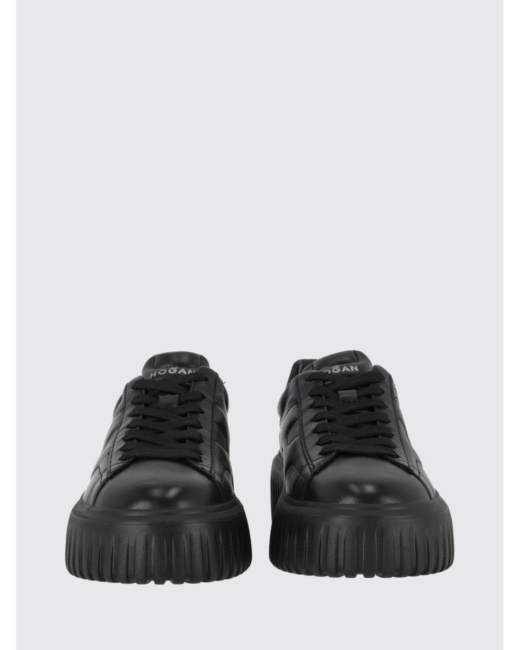 Hogan Black H-Stripes Smooth Calfskin Platform Trainers With Embossed Logo
