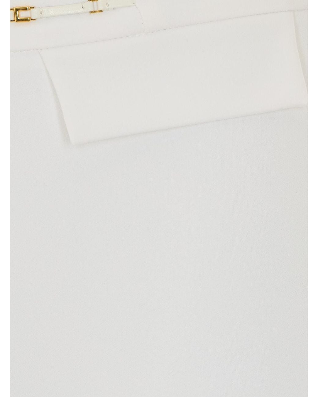 Elisabetta Franchi White High-Waisted Skinny Crêpe Trousers With Flap Pockets