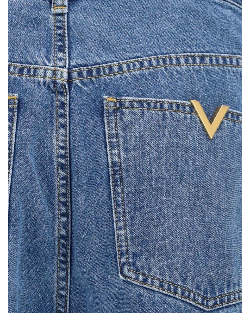Valentino Garavani Blue Straight-Leg Cotton Denim Jeans With Rear Logo for men