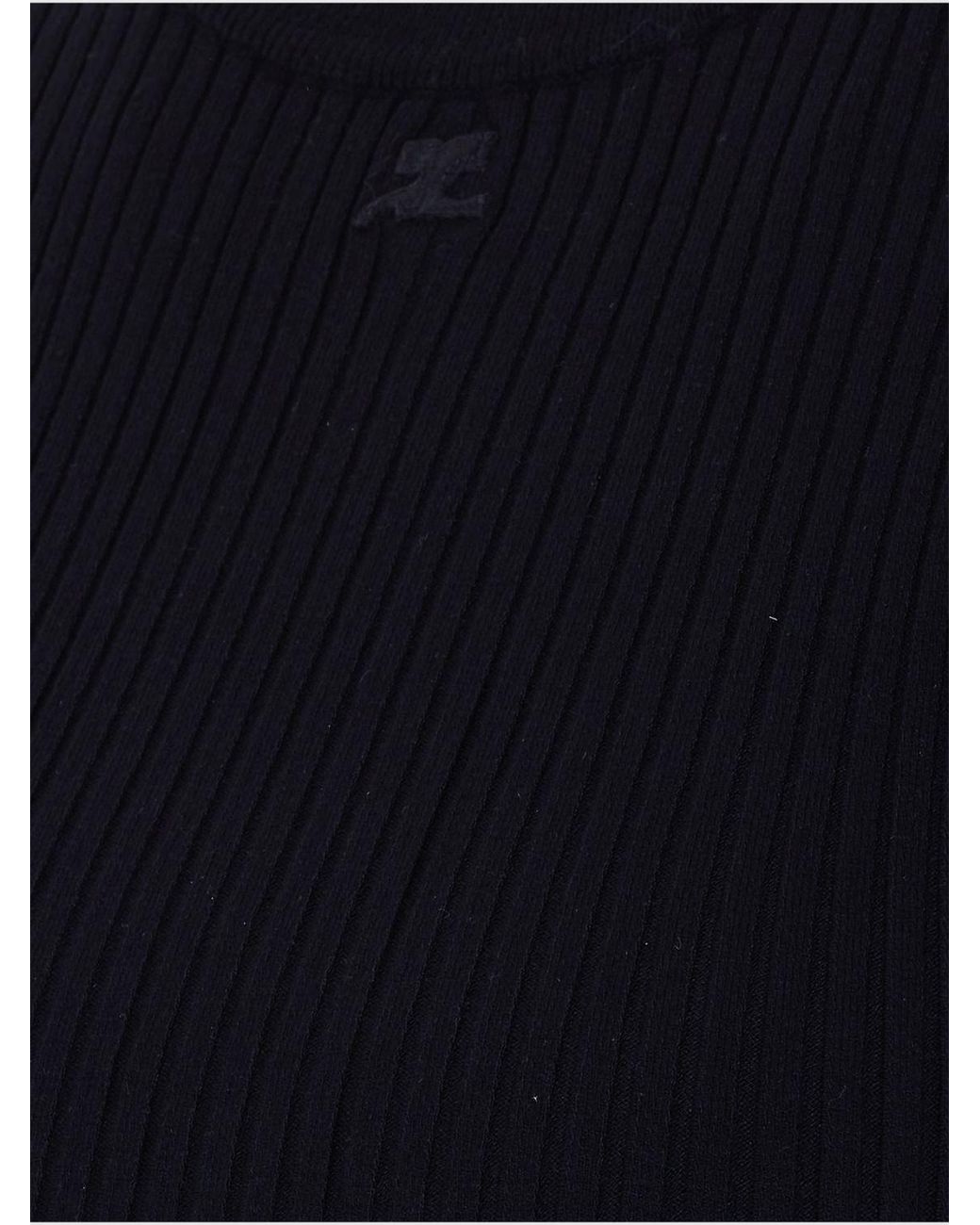 Courreges Black CourrÈ Ges Ribbed Viscose Cropped Top