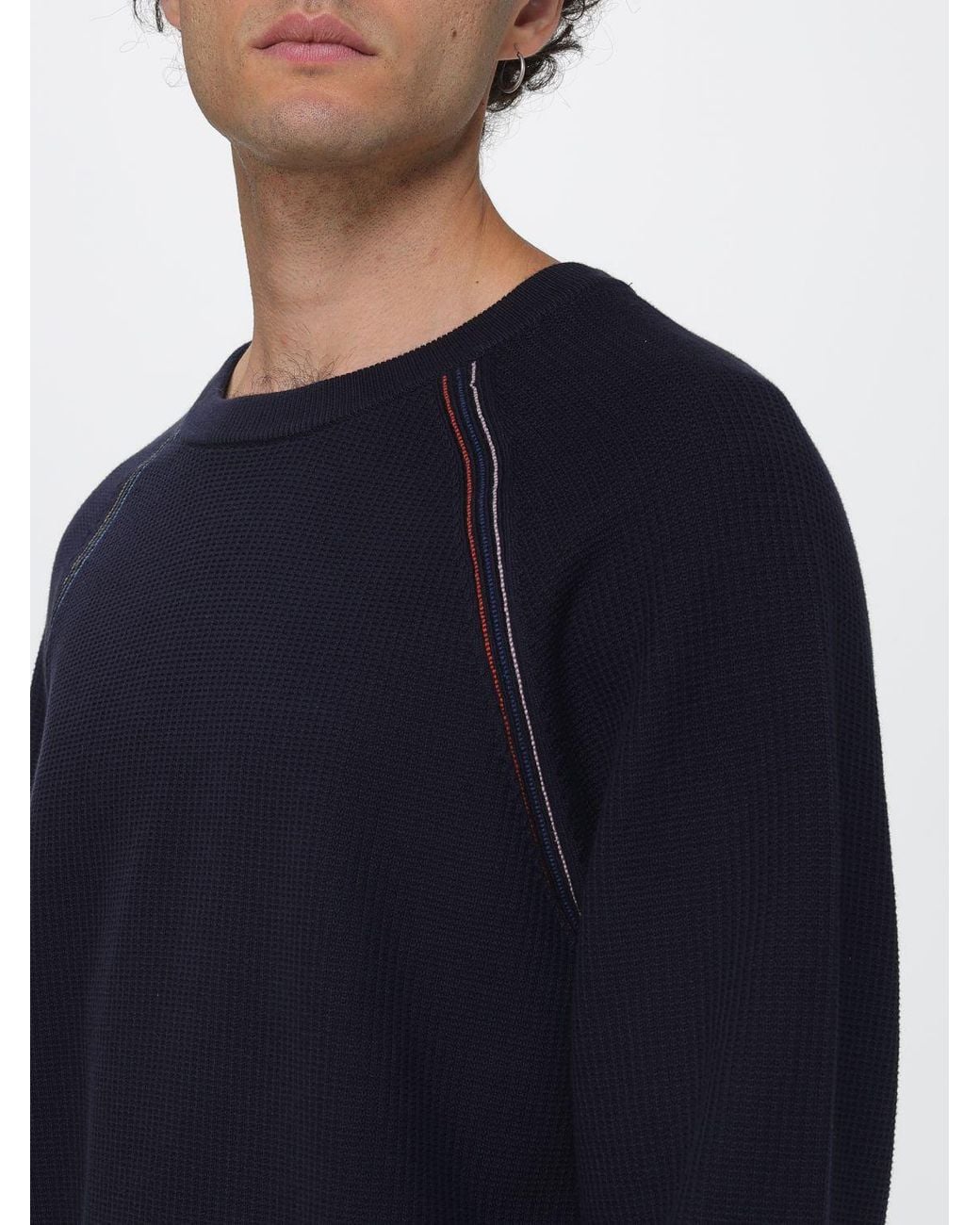 Paul Smith Blue Relaxed Fit Organic Cotton Jumper With Dropped Shoulders for men
