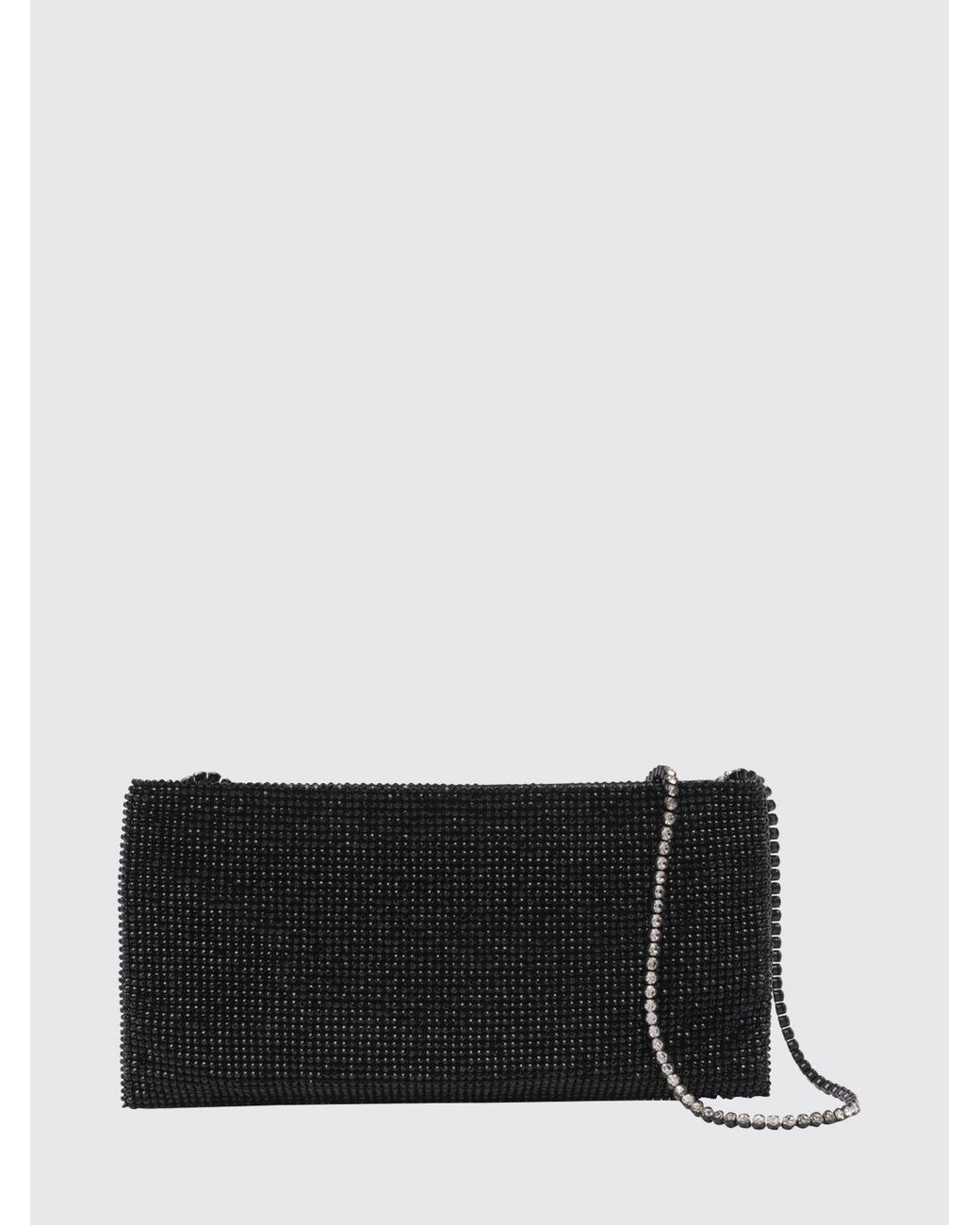Benedetta Bruzziches Black Your Best Friend Crystal-Embellished Satin Mini Bag