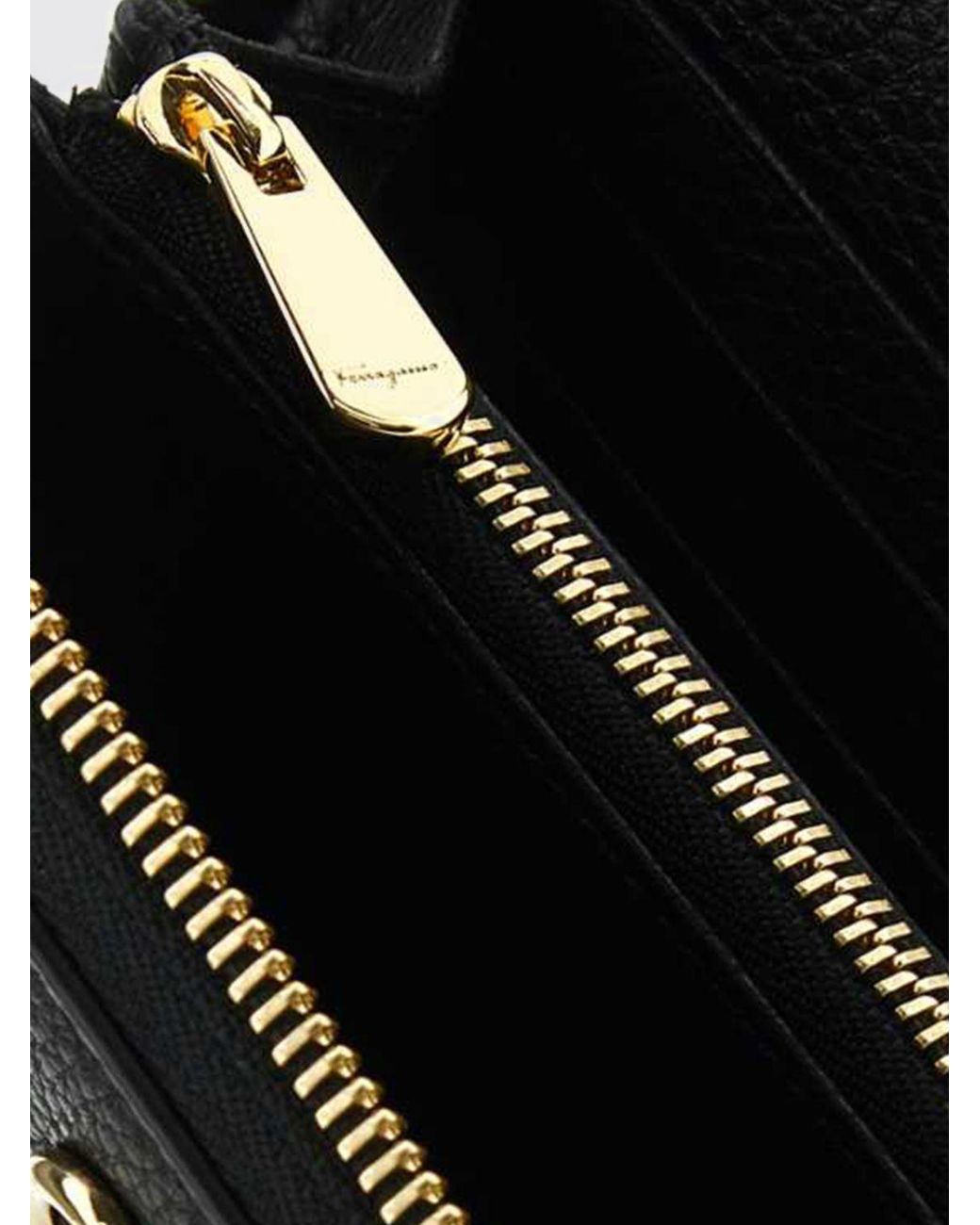Ferragamo Black Gancini Clasp Calfskin Leather Wallet