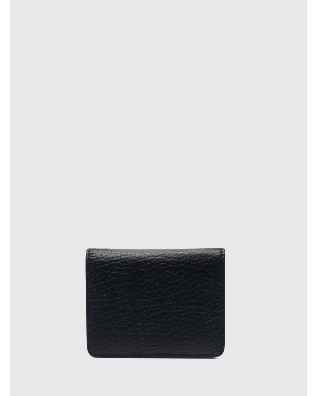 Maison Margiela White Hammered Leather Bifold Card Holder With Four Stitches for men