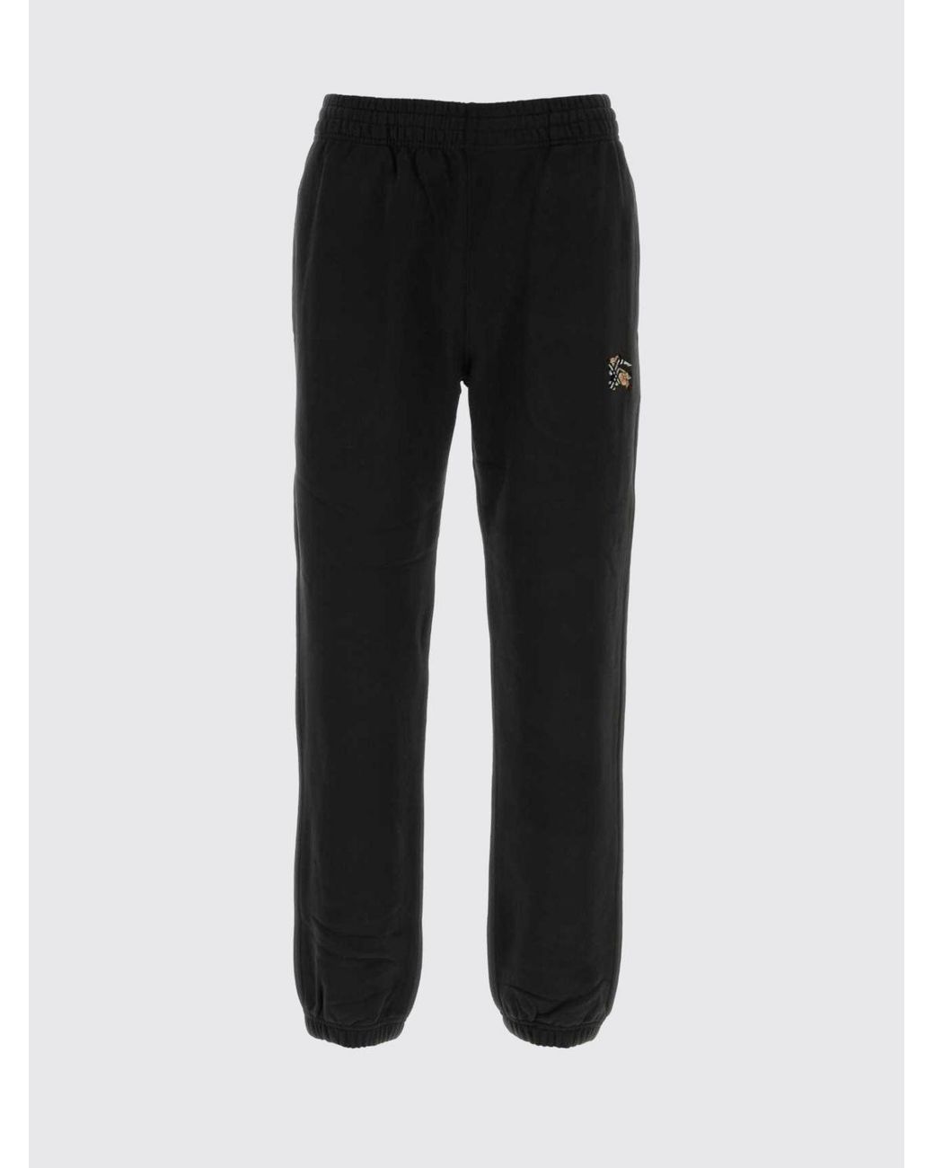 Burberry Black Slim Fit Cotton Jogging Trousers With Ekd Logo for men