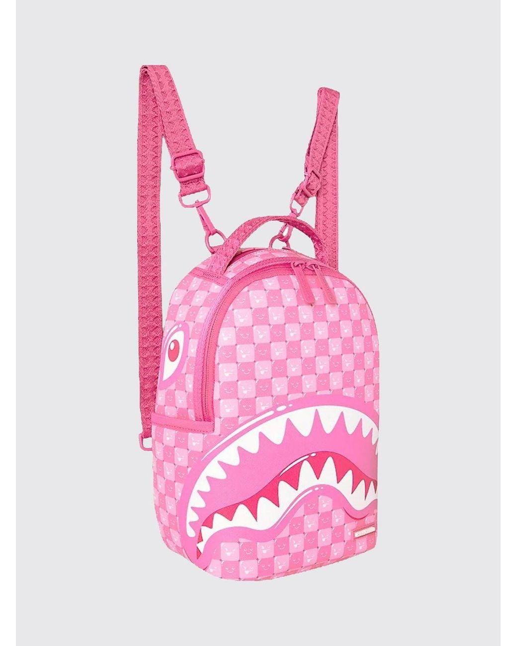 Sprayground Pink New Check Faces Coated Cotton Backpack With Check Print