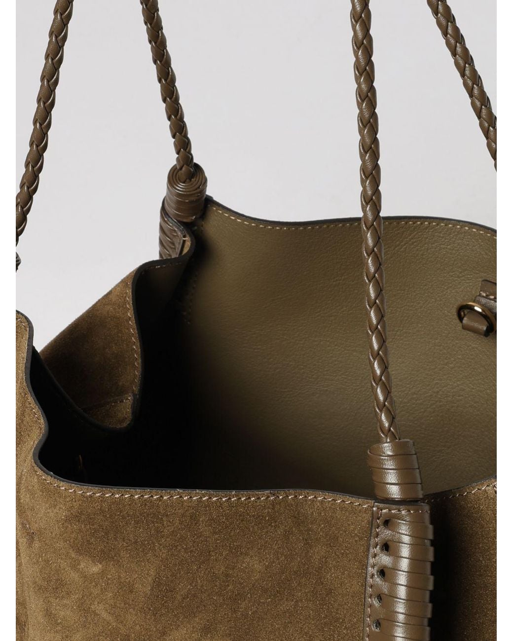 Etro Brown Libra Suede Shoulder Bag With Pegaso Logo And Braided Handles