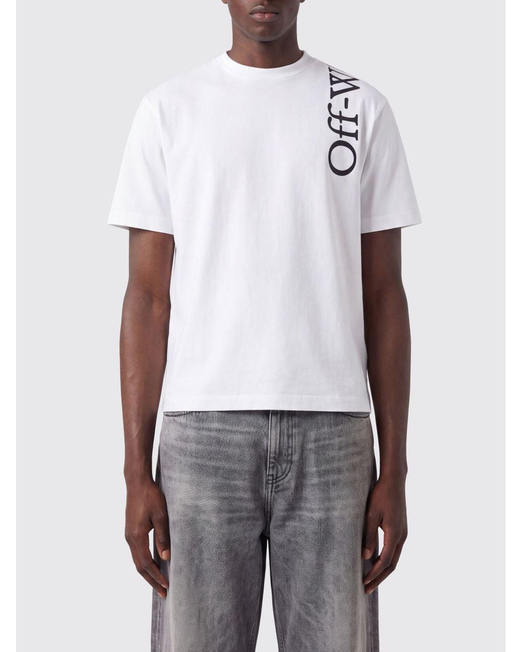 Off-White c/o Virgil Abloh White Cotton Crew Neck T-Shirt With Contrasting Logo for men