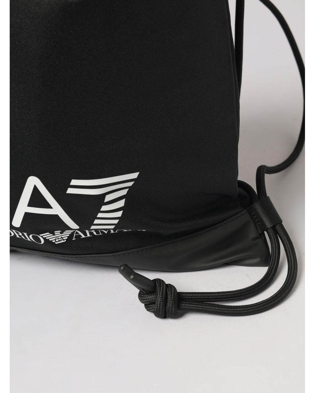 EA7 Black Nylon Backpack With Logo for men