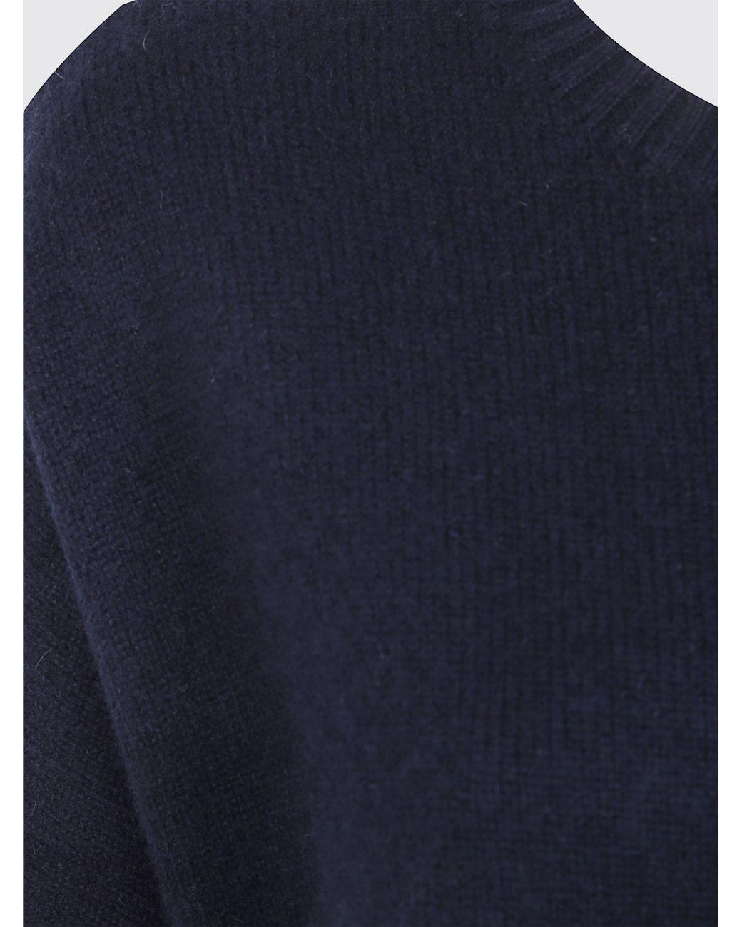 Kujten Blue 100% Cashmere Crewneck Jumper With Long Sleeves And Ribbed Trims