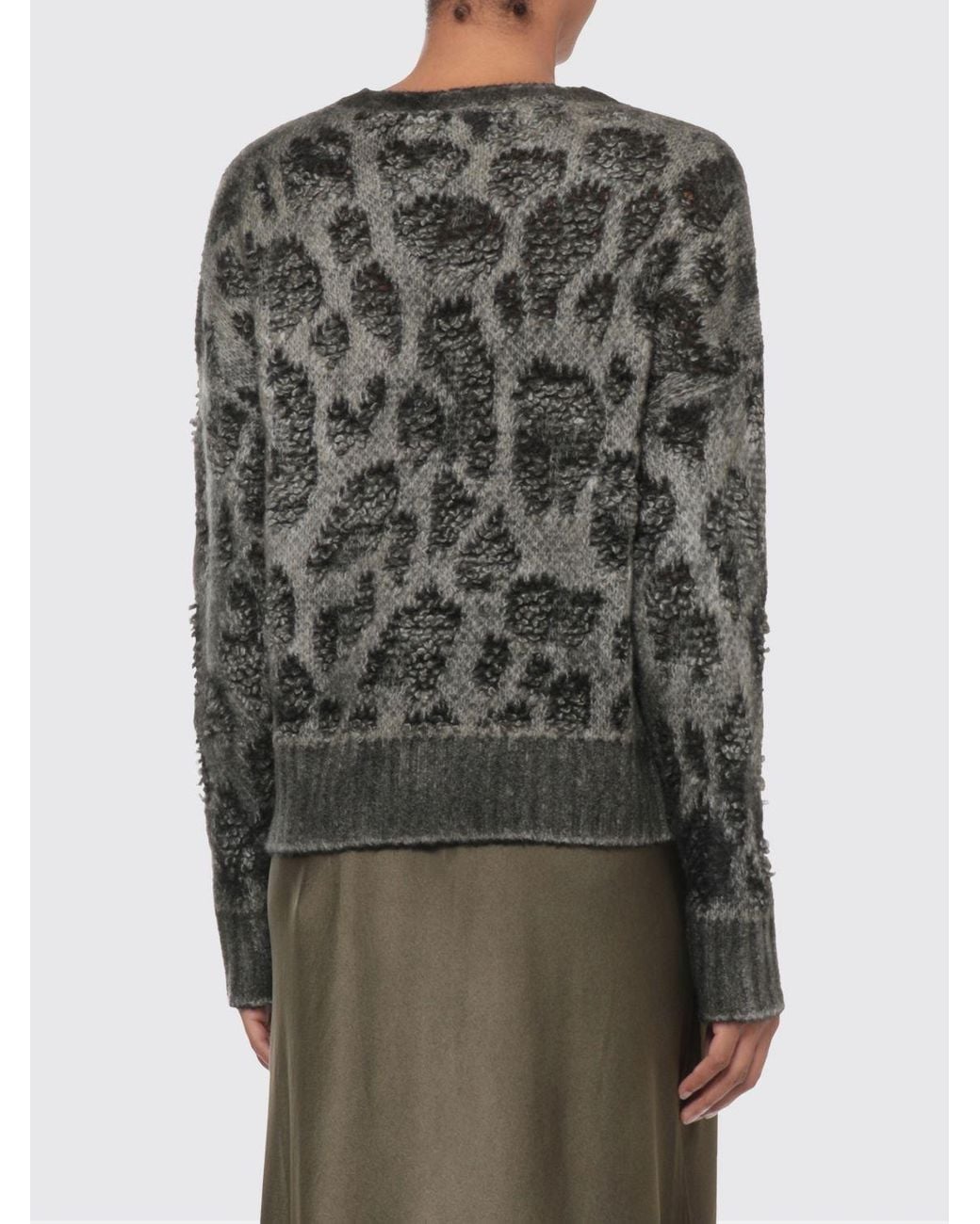 Avant Toi Gray Animal Print Crewneck Sweater