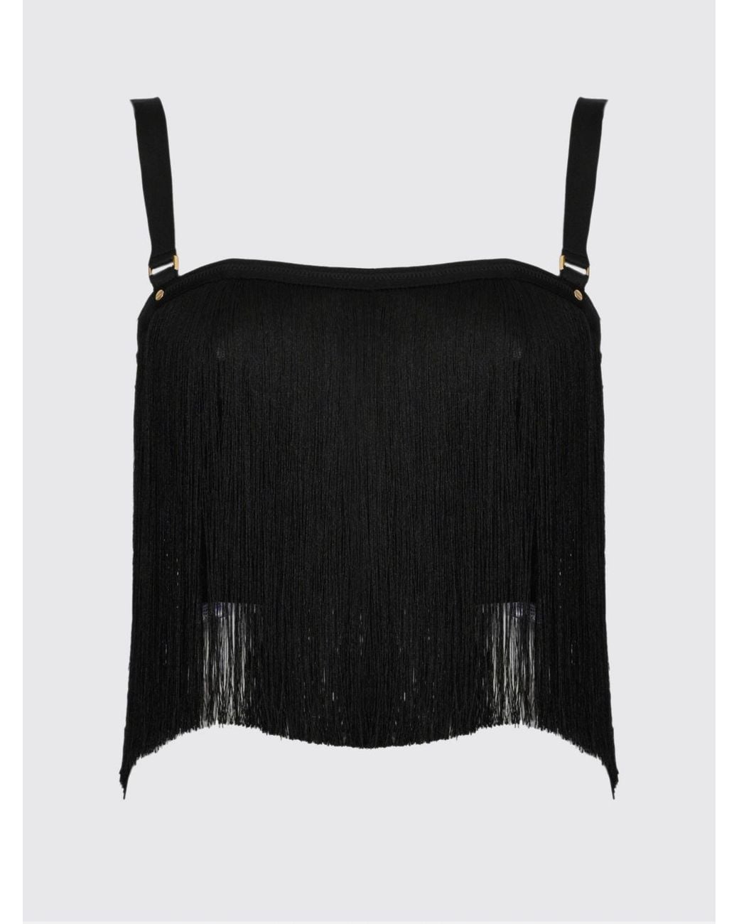 Elisabetta Franchi Blue Fringed Tulle Crop Top