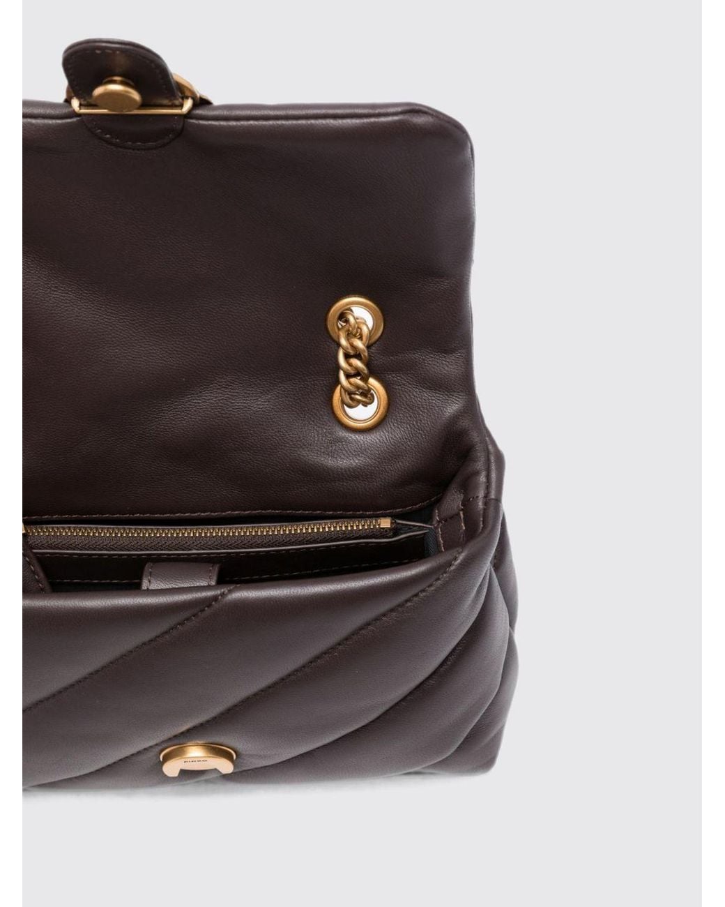 Pinko White Classic Love Bag Puff Matelassé Nappa Mini Shoulder Bag With Logo