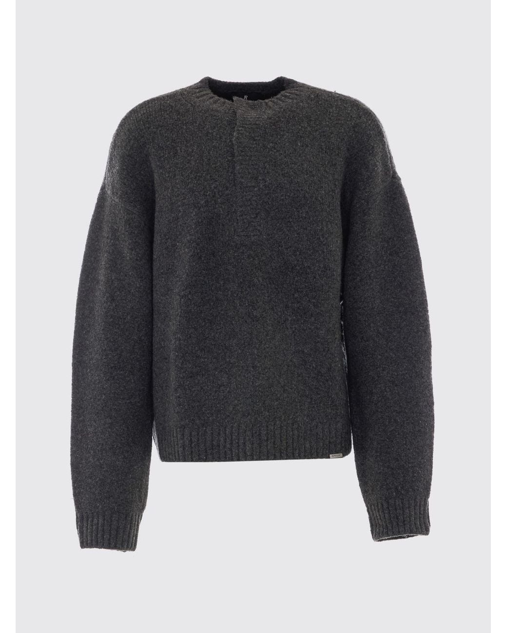 Represent Blue Wool Blend Crewneck Jumper With Metal Logo Plaque for men