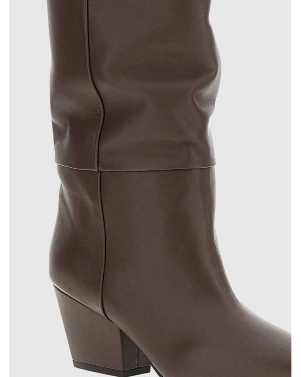 Paris Texas Brown Jane Calf Leather Western Ankle Boots With Chunky Heel