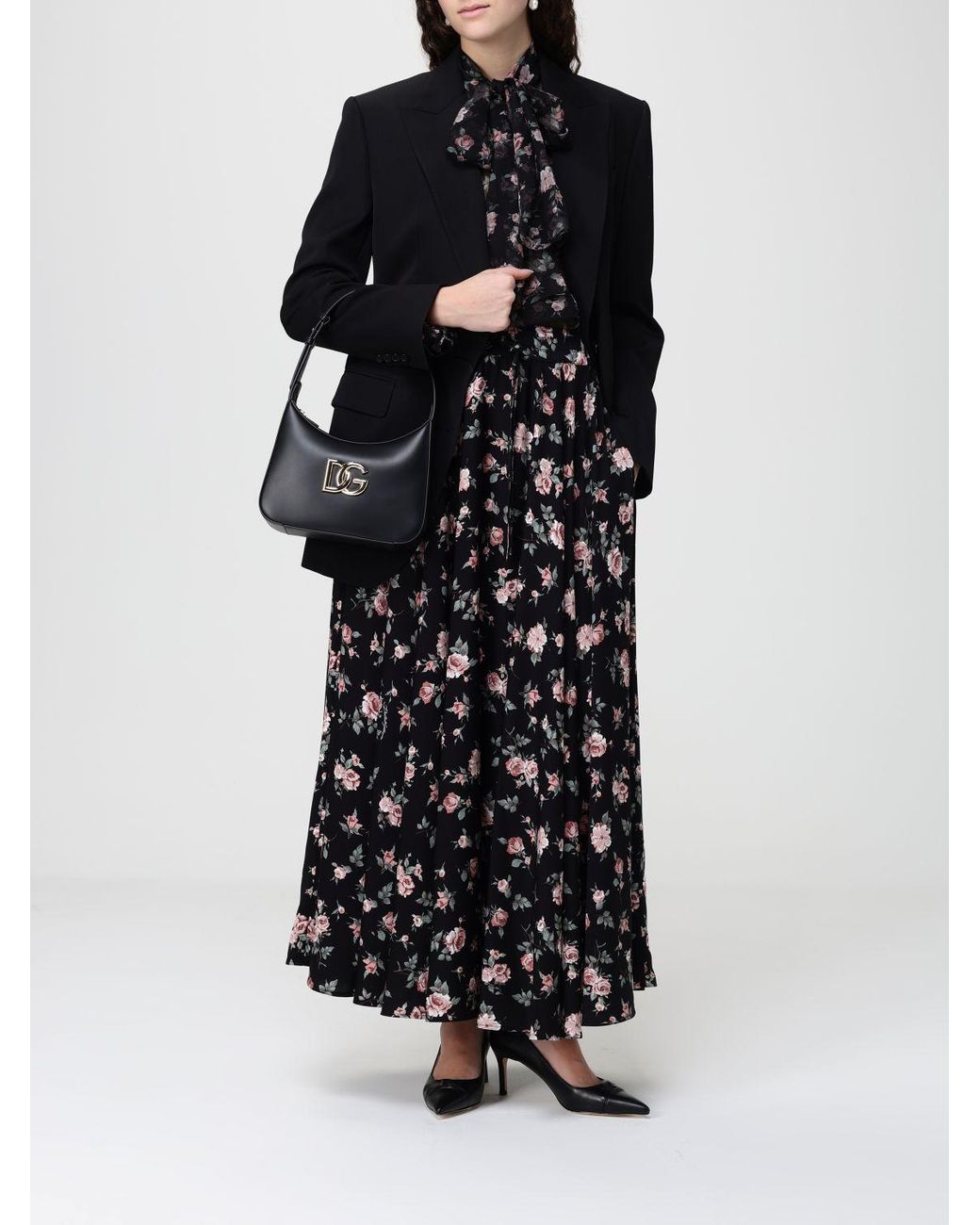 Dolce & Gabbana Black Dolce &Amp Gabbana Floral Silk Dress