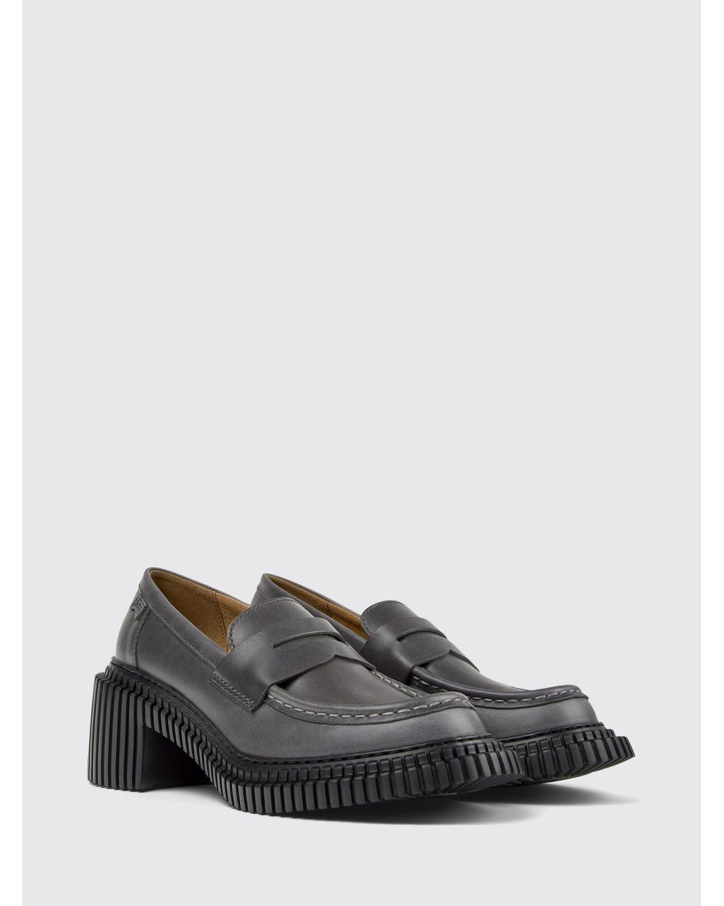 Camper Gray Pix London Leather Loafers