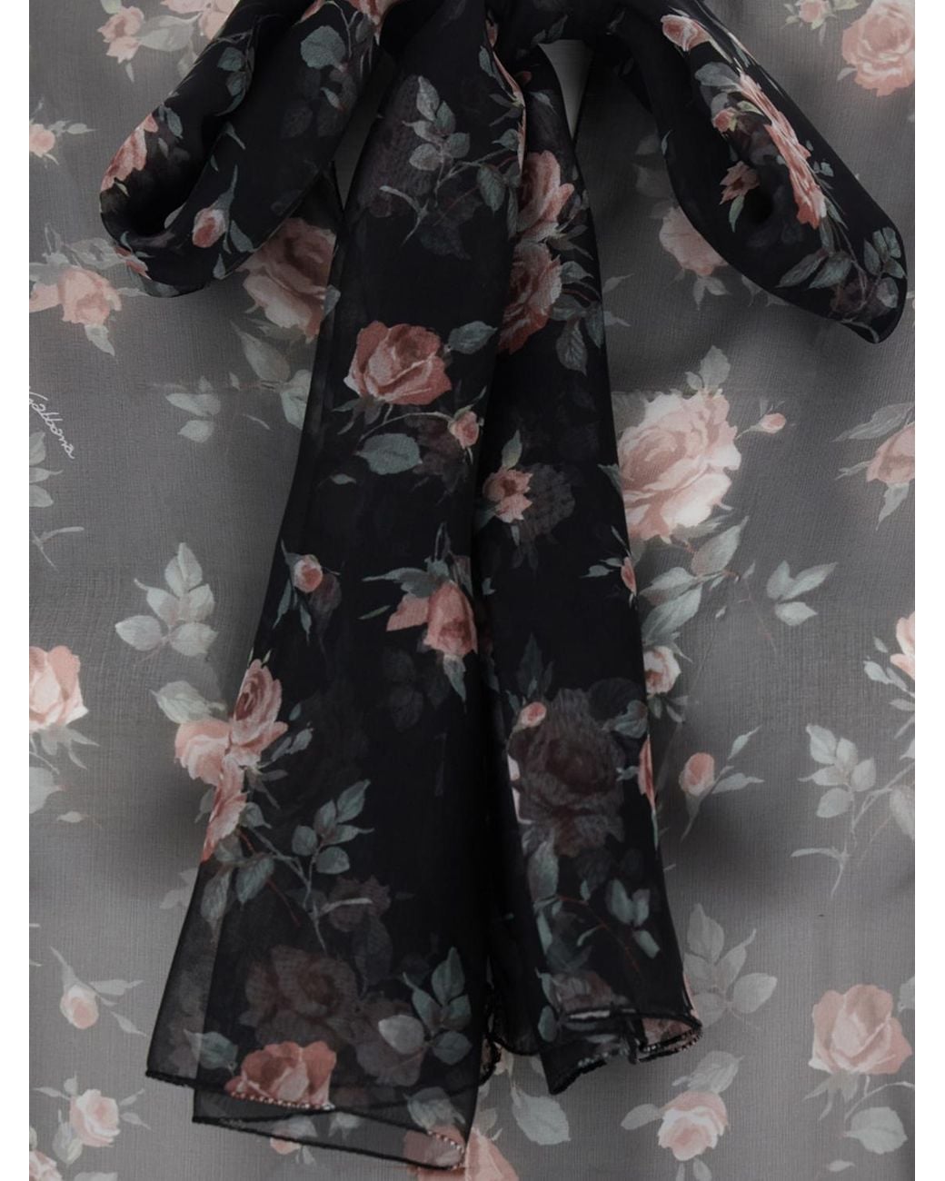 Dolce & Gabbana Black Dolce &Amp Gabbana Floral-Print Silk Blouse With Pussy-Bow Collar
