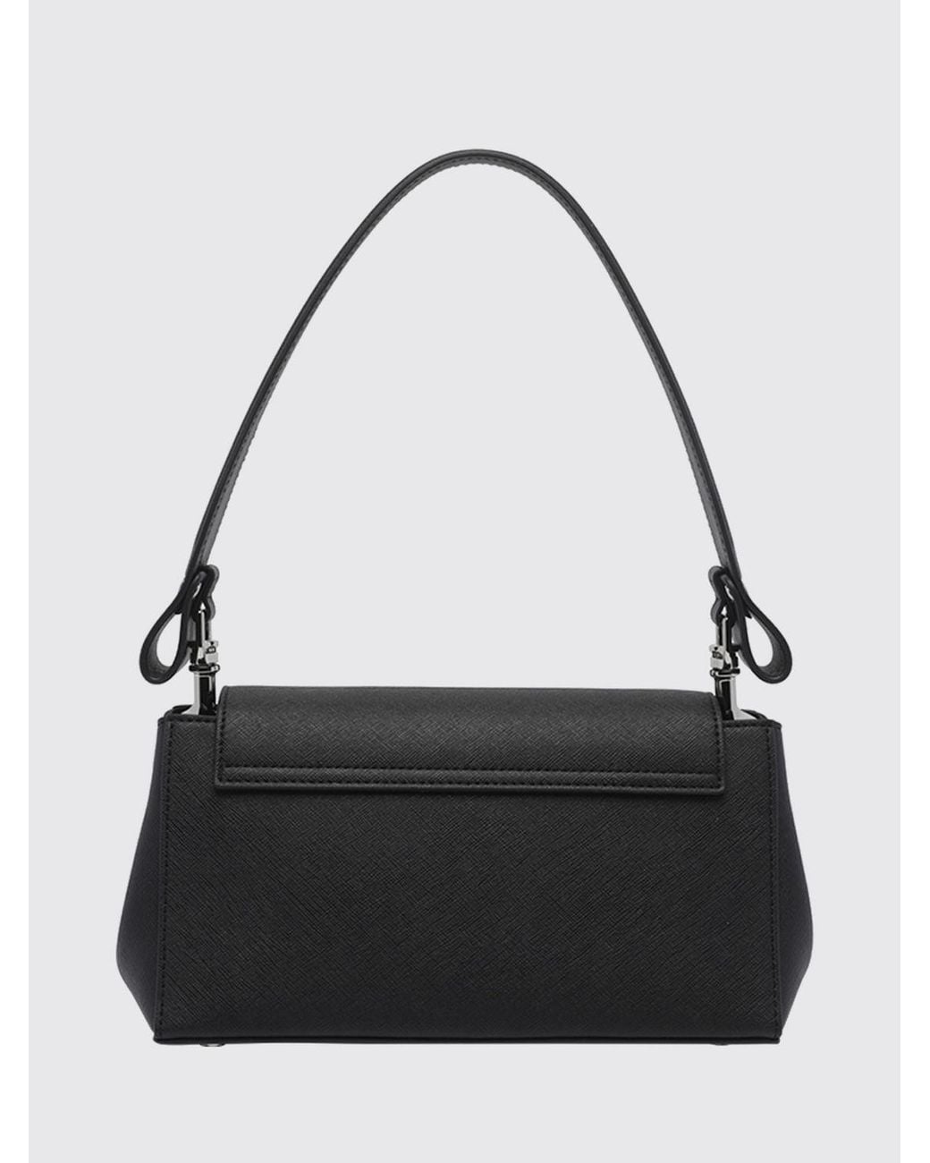 Vivienne Westwood Black Saffiano Synthetic Leather Shoulder Bag With Orb Logo