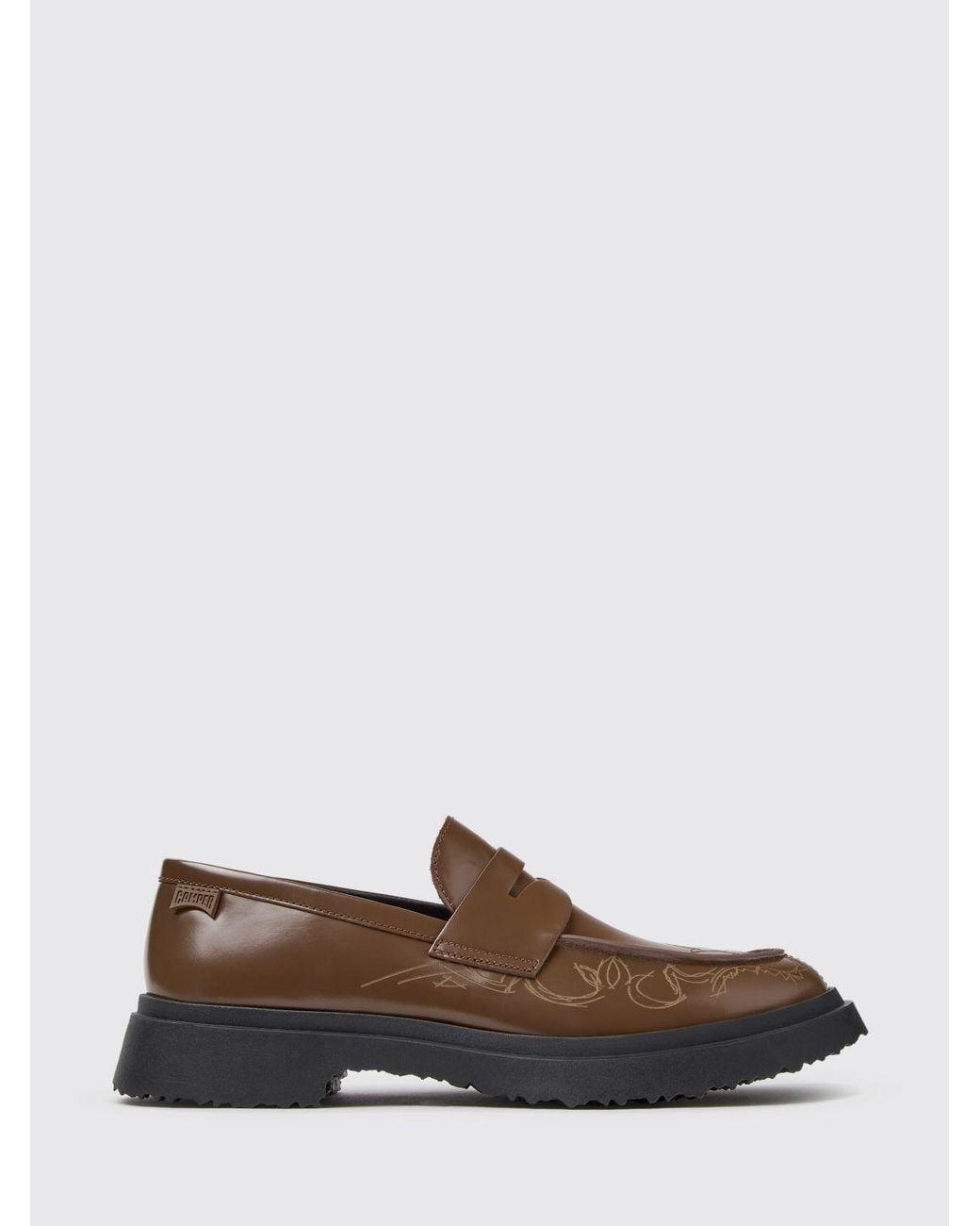 Camper Brown Walden Graphic Print Smooth Leather Loafers With Strap for men