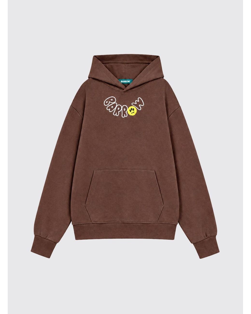 Barrow Brown Relaxed Fit Cotton Hoodie With Logo And Teddy Bear Print for men