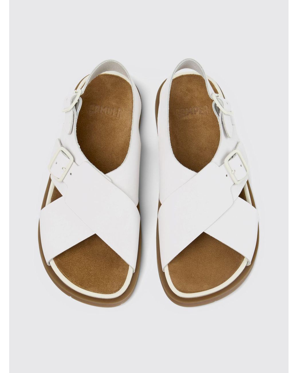 Camper White Lluc Leather Sandals