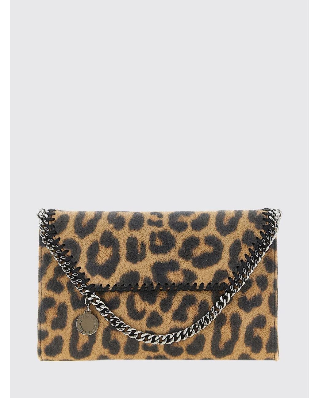 Stella McCartney Gray Falabella Animalier Faux Leather Wallet On Chain