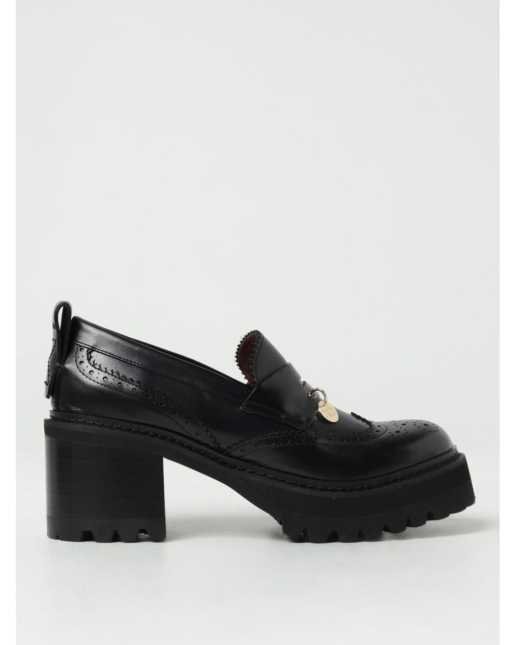 See By Chloé Black New Gaucho Mocassins In Leather With Brogue Pattern