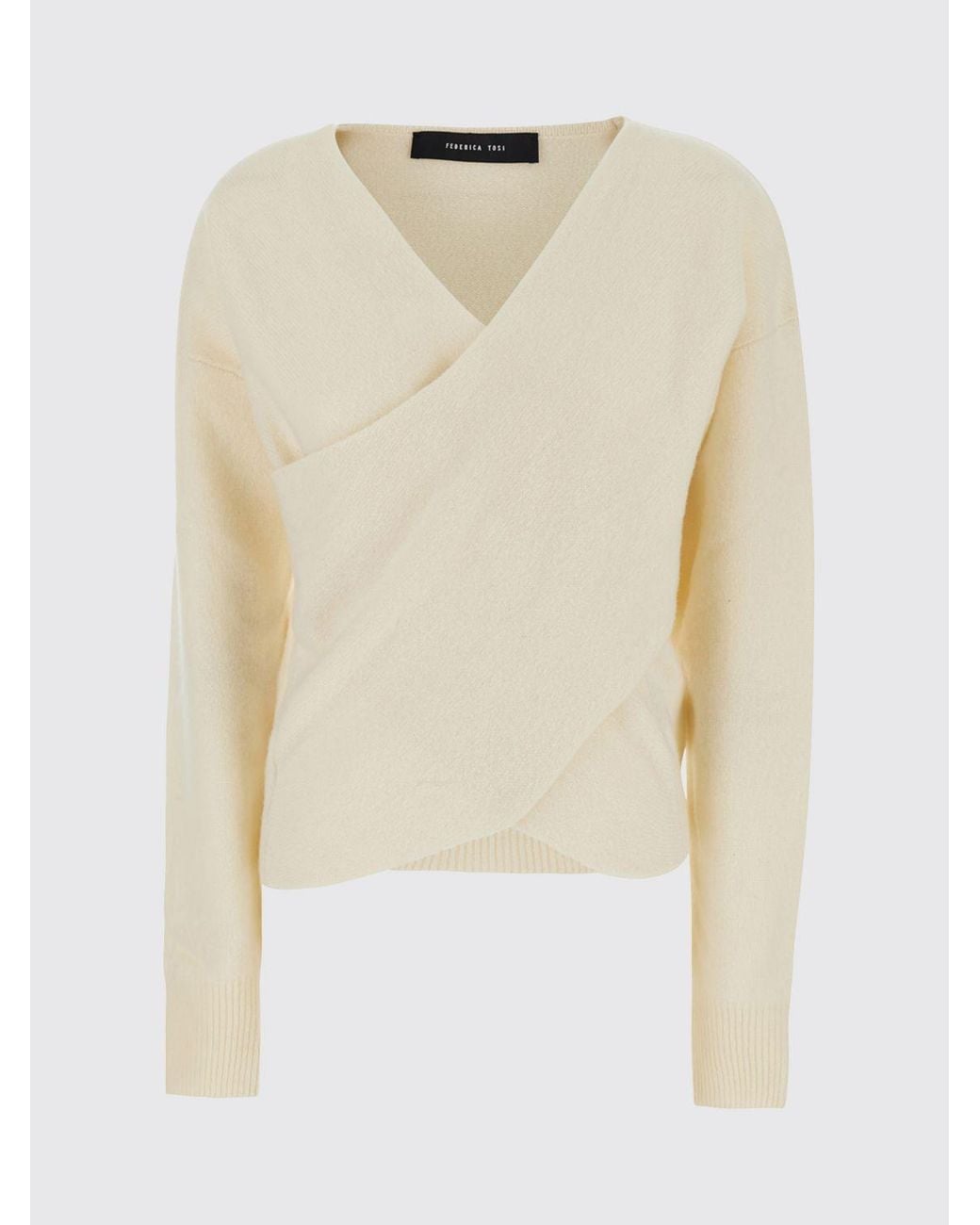 FEDERICA TOSI White V-Neck Wool And Cashmere Blend Jumper