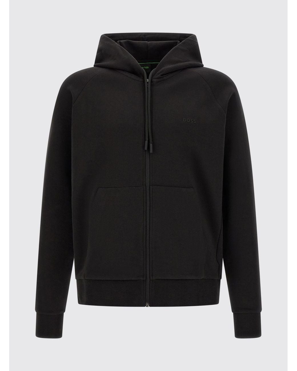Boss Black Tonal Logo Zip-Up Cotton Hoodie for men