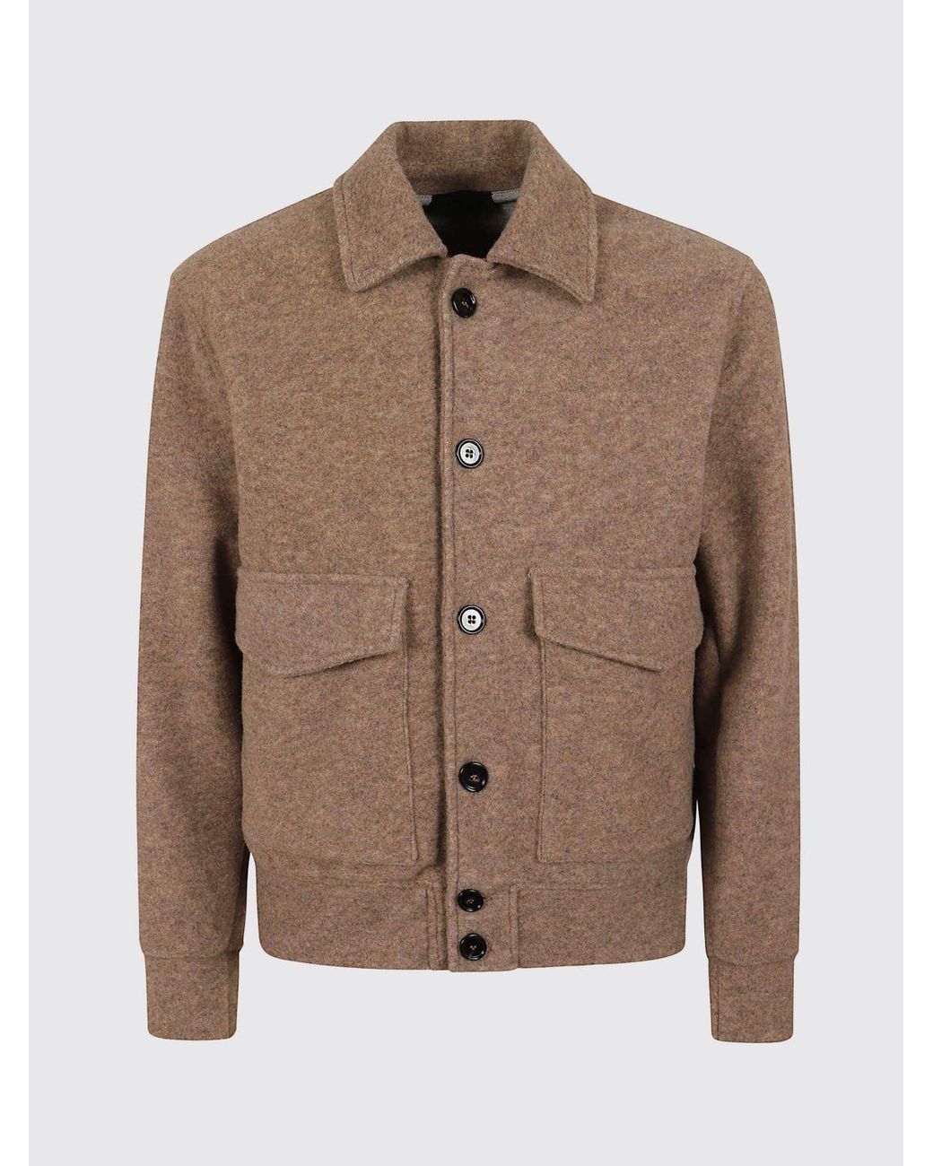 Dondup Blue Virgin Wool Shirt-Style Bomber Jacket With Flap Pockets for men