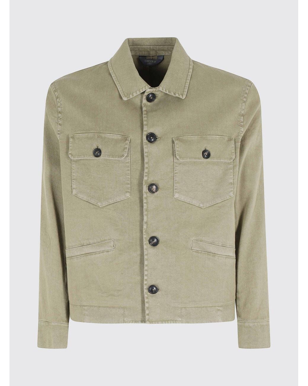 Circolo 1901 Green Linen And Cotton-Blend Shirt Jacket With Patch Pockets for men