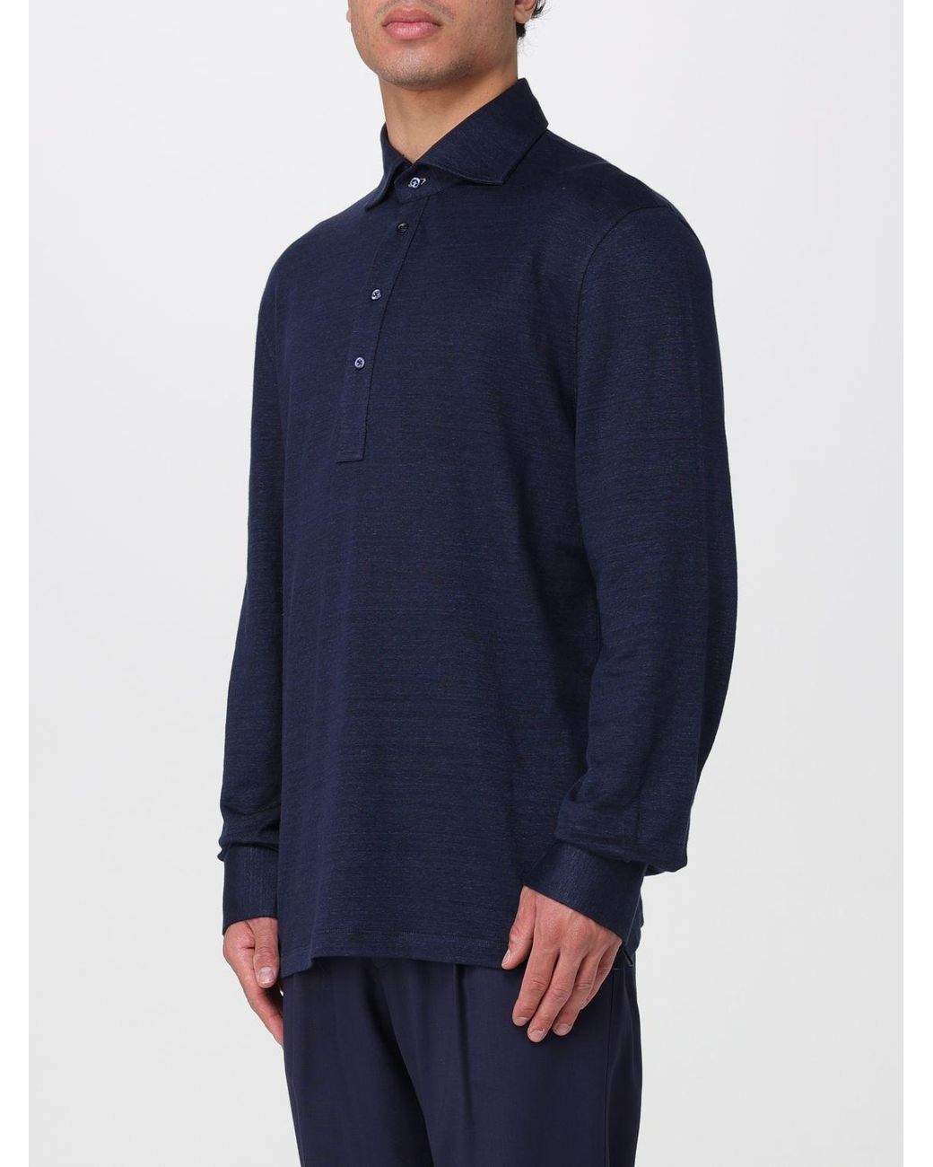Brunello Cucinelli Blue Cotton Polo Shirt for men