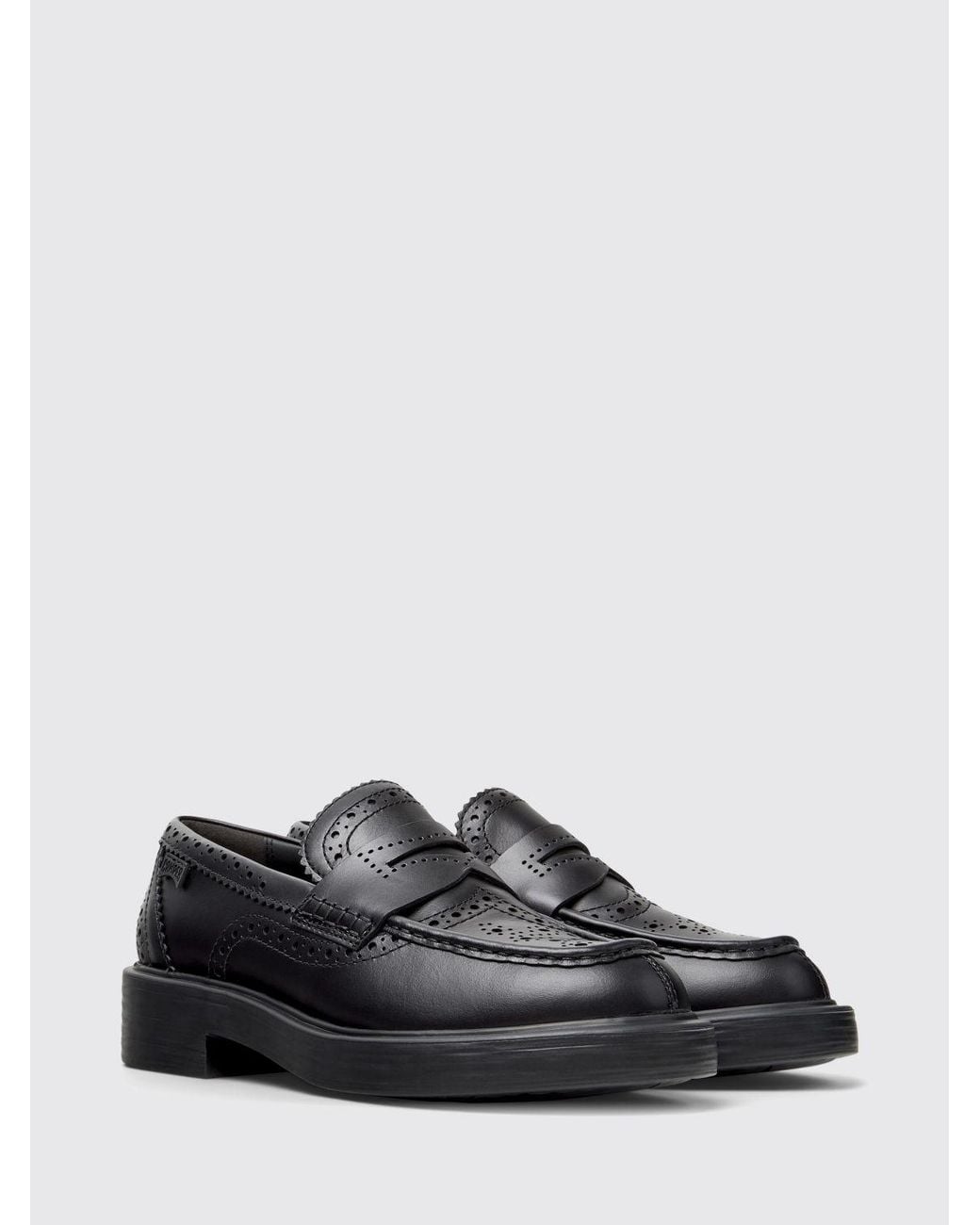Camper White Twins Leather Loafers With Brogue Detail