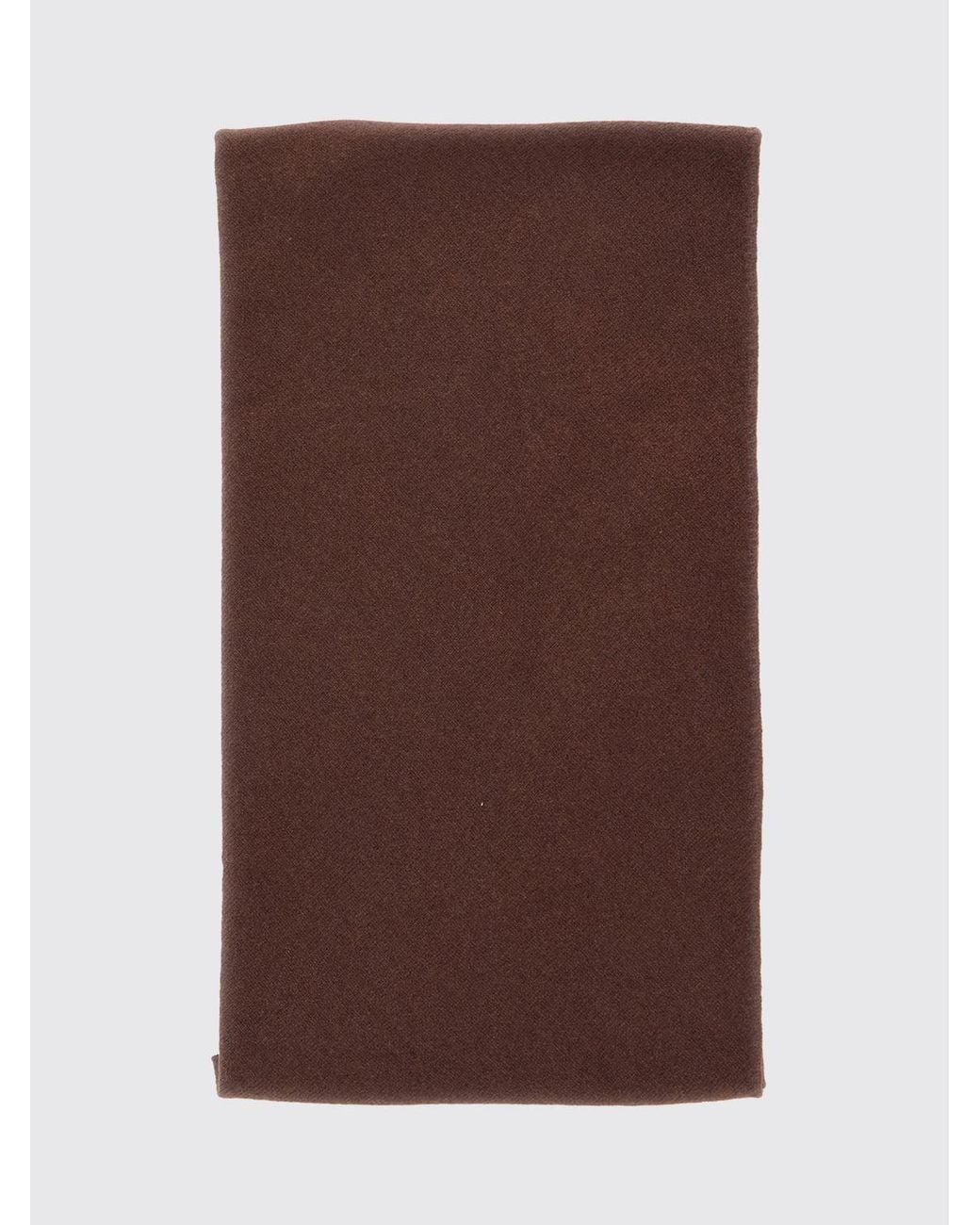 Brunello Cucinelli Brown Cashmere Scarf With Monili Detail And Raw-Cut Hem