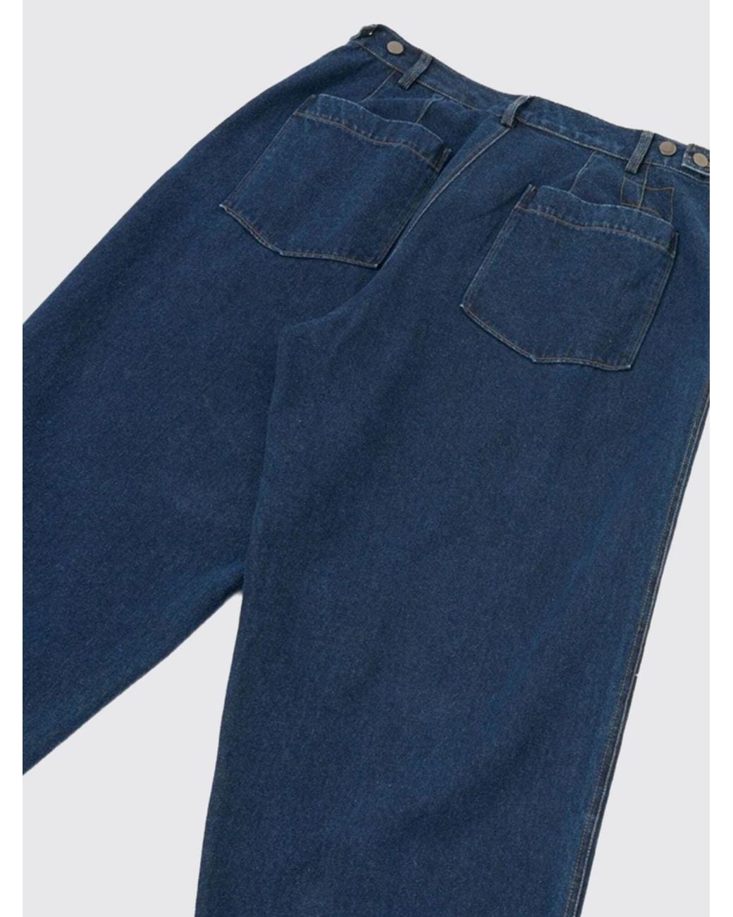 Universal Works Blue Dutch Pleated Wide-Leg Jeans for men