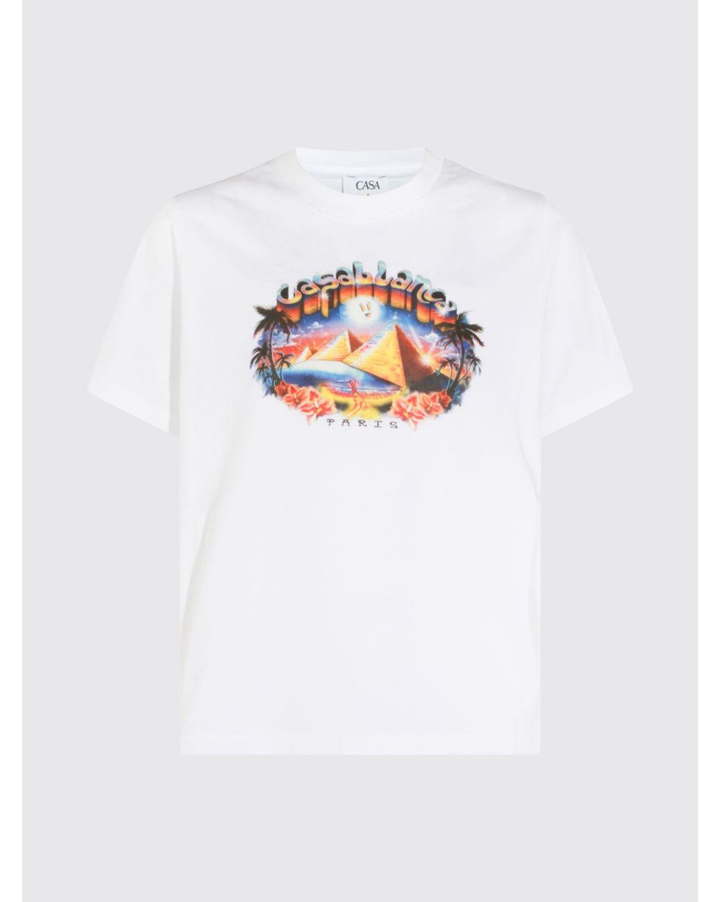 Casablanca White Organic Cotton Crew Neck T-Shirt With Logo Print for men