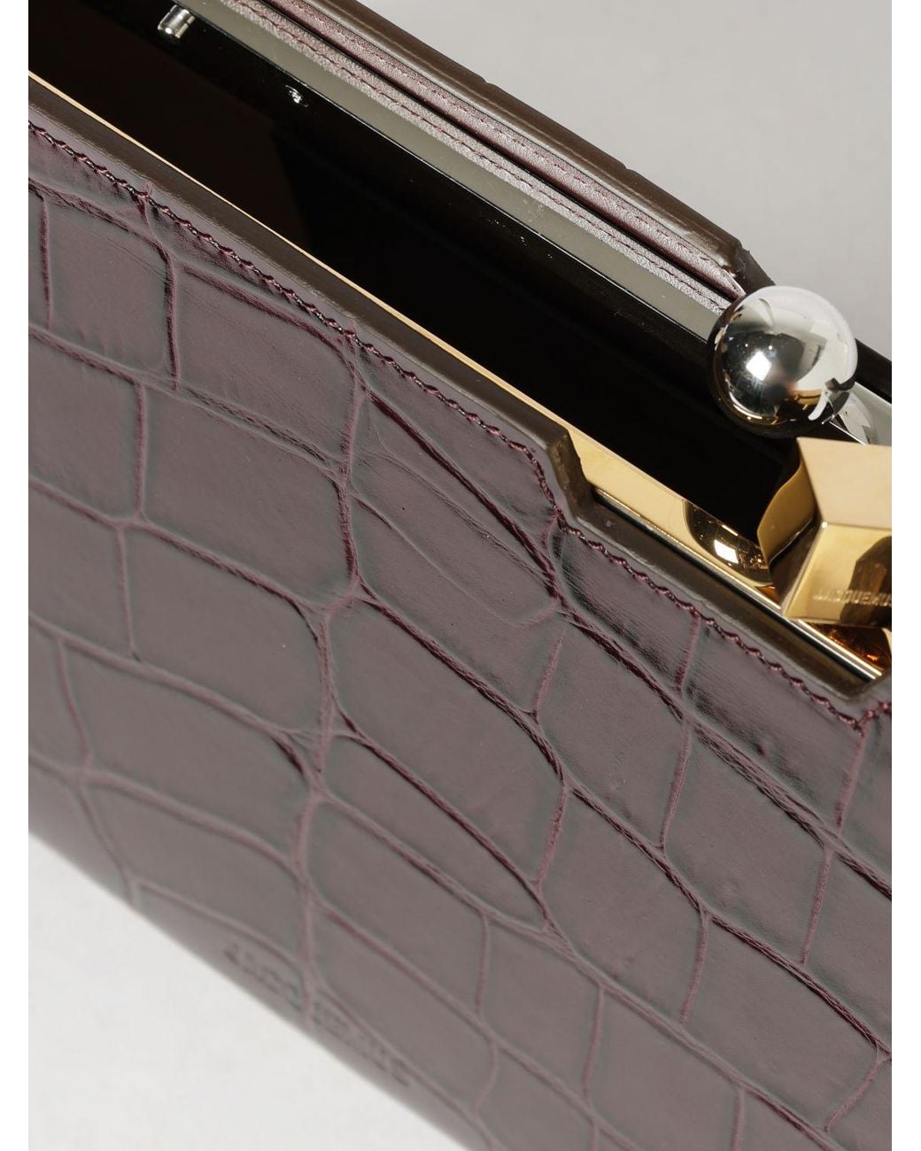 Jacquemus Red Le Salon Croc-Effect Calf Leather Shoulder Bag