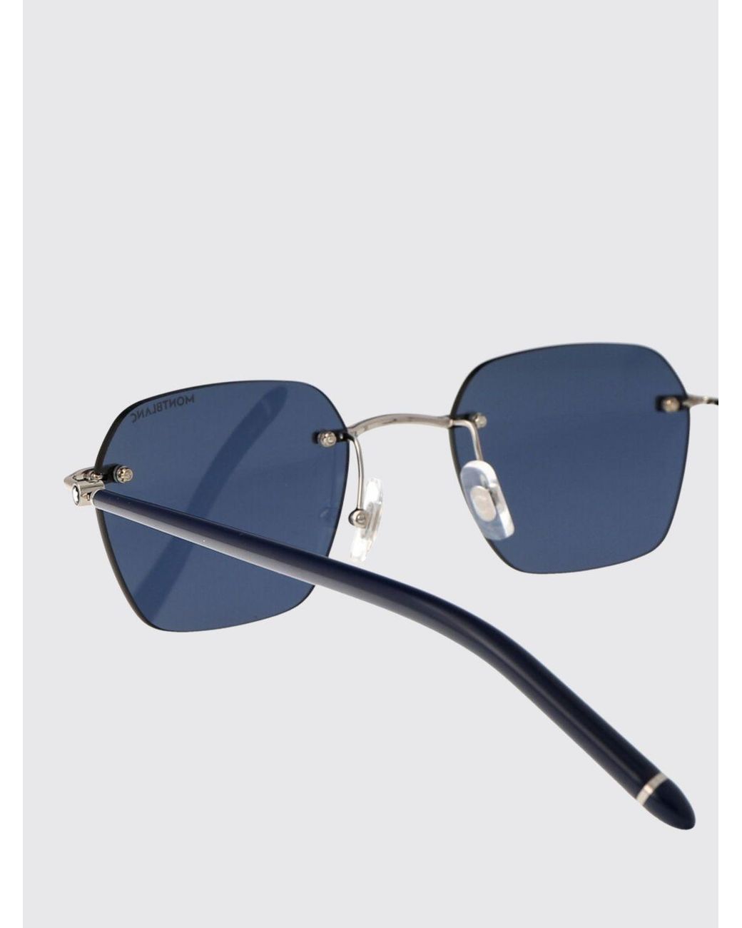 Montblanc Blue Rectangular Metal Sunglasses for men