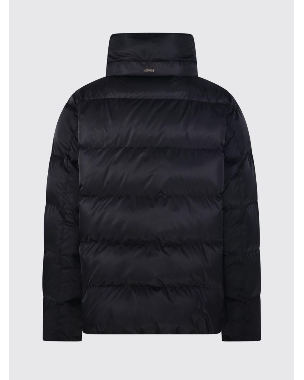 Herno Blue Short Quilted Polyester Down Jacket With High Collar And Buttons