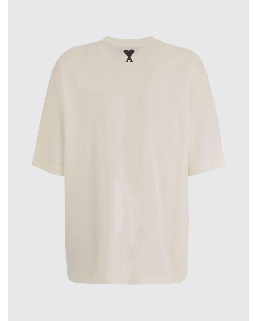 AMI Natural Oversized Cotton T-Shirt With Logo for men