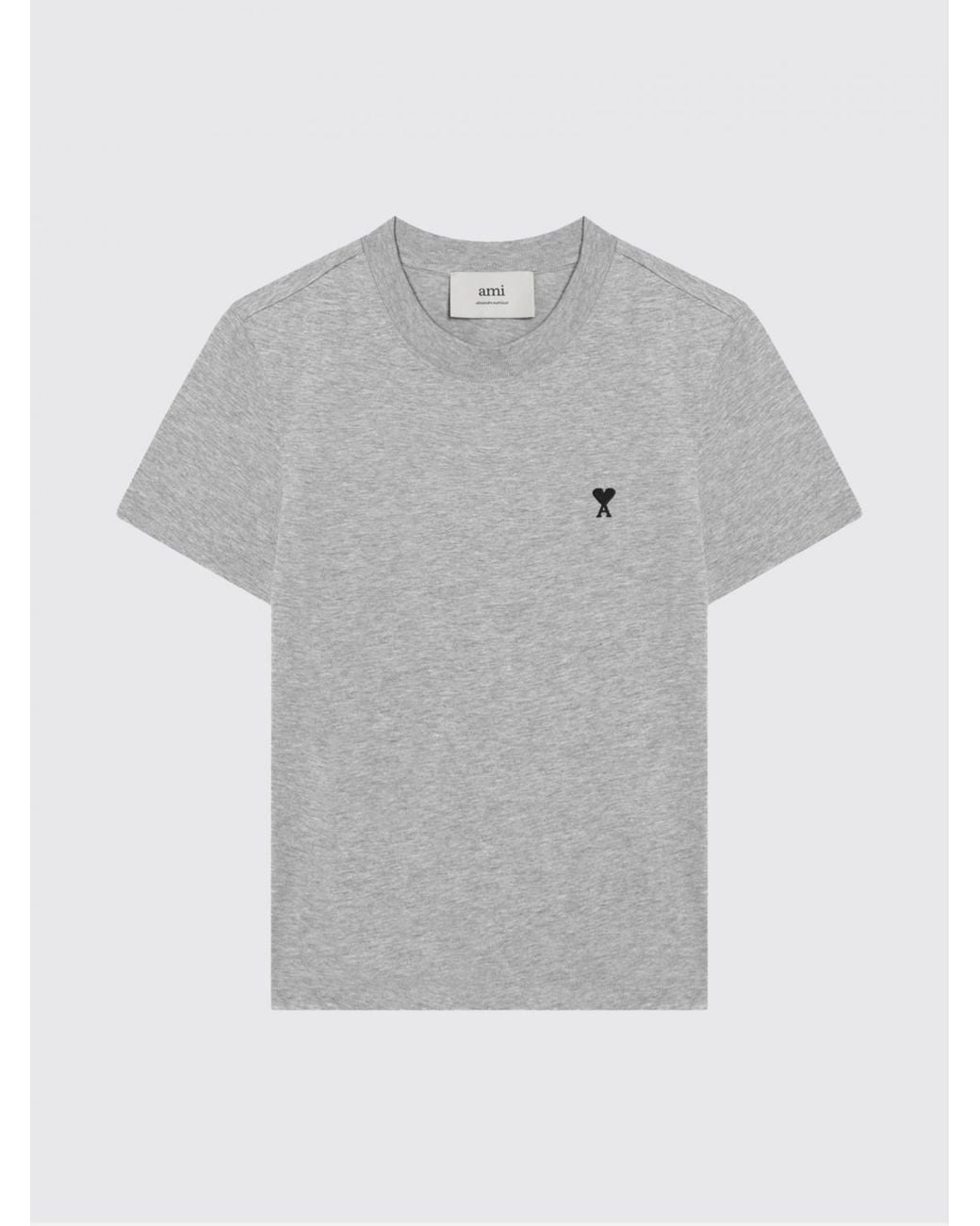 AMI White Crewneck Cotton T-Shirt With Embroidered Ami De Coeur Logo And Dropped Shoulders for men