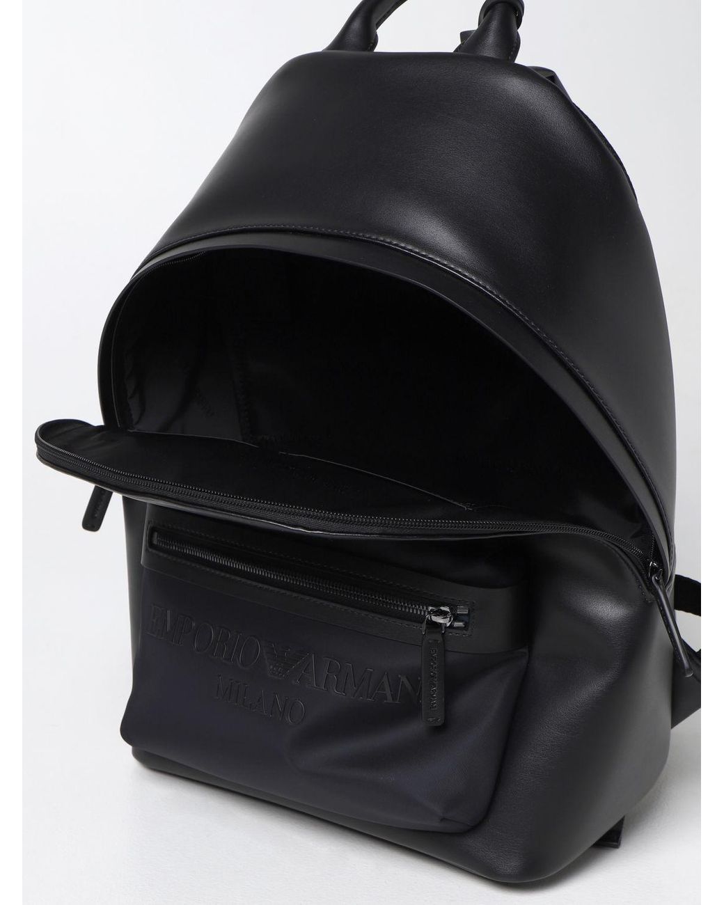 Emporio Armani Men's Large Leather Backpack –